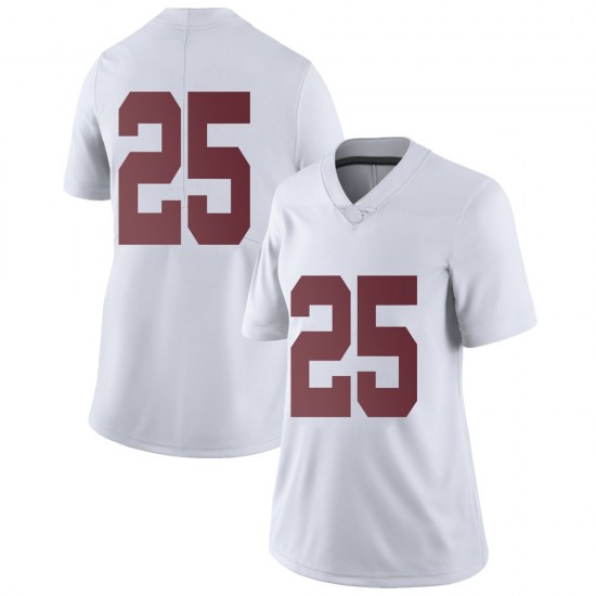 Alabama Crimson Tide Women's DJ Douglas #25 No Name White NCAA Nike Authentic Stitched College Football Jersey QD16V41YW